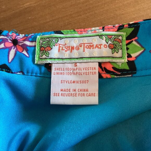 Flying Tomato Skirt Size Small Floral Print A-line‎ Mini  Blue & Pink - Picture 2 of 7